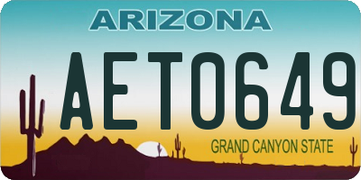 AZ license plate AET0649