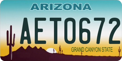 AZ license plate AET0672