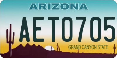 AZ license plate AET0705