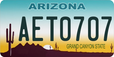 AZ license plate AET0707