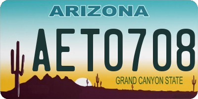 AZ license plate AET0708