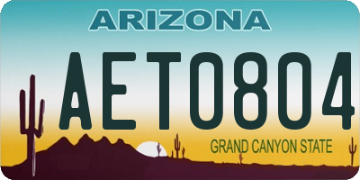 AZ license plate AET0804