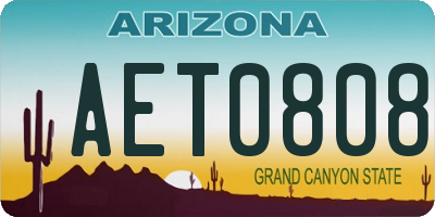 AZ license plate AET0808