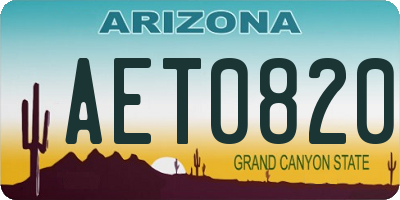AZ license plate AET0820