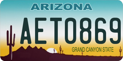 AZ license plate AET0869