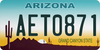 AZ license plate AET0871