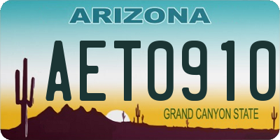 AZ license plate AET0910