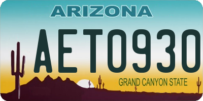 AZ license plate AET0930