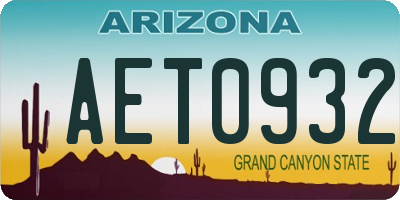 AZ license plate AET0932