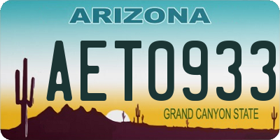 AZ license plate AET0933