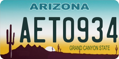 AZ license plate AET0934