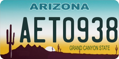 AZ license plate AET0938