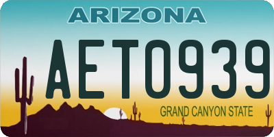 AZ license plate AET0939