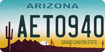 AZ license plate AET0940
