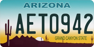 AZ license plate AET0942