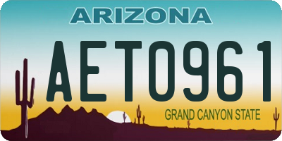 AZ license plate AET0961