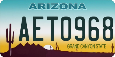 AZ license plate AET0968