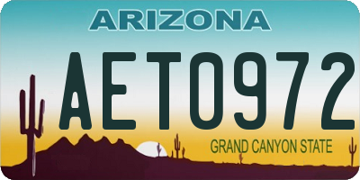 AZ license plate AET0972