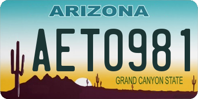 AZ license plate AET0981