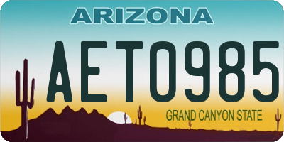 AZ license plate AET0985