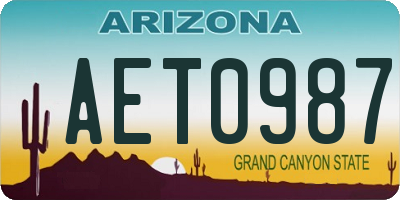 AZ license plate AET0987