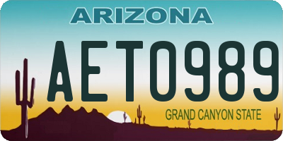 AZ license plate AET0989