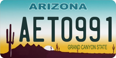 AZ license plate AET0991