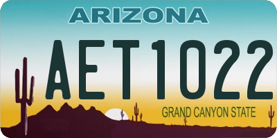 AZ license plate AET1022