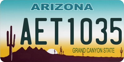 AZ license plate AET1035