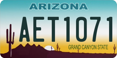 AZ license plate AET1071
