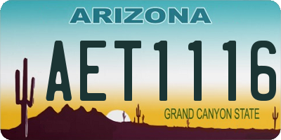 AZ license plate AET1116
