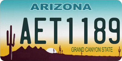 AZ license plate AET1189
