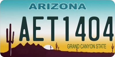 AZ license plate AET1404
