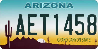 AZ license plate AET1458