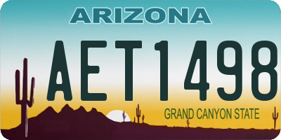 AZ license plate AET1498