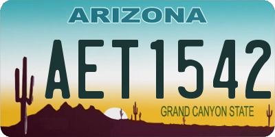 AZ license plate AET1542