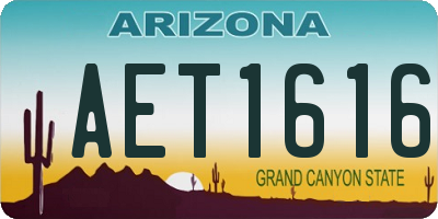 AZ license plate AET1616