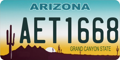 AZ license plate AET1668