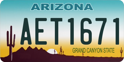 AZ license plate AET1671