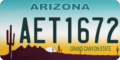 AZ license plate AET1672