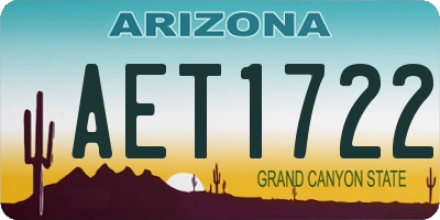 AZ license plate AET1722