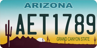 AZ license plate AET1789