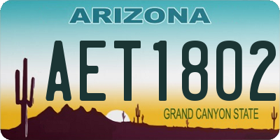AZ license plate AET1802