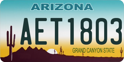 AZ license plate AET1803