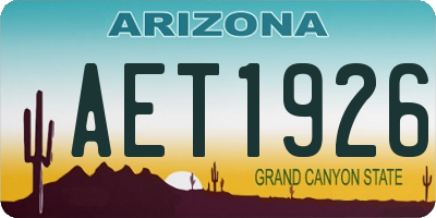 AZ license plate AET1926