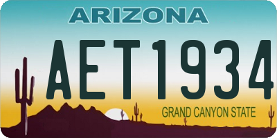 AZ license plate AET1934