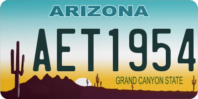 AZ license plate AET1954