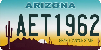 AZ license plate AET1962
