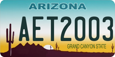 AZ license plate AET2003