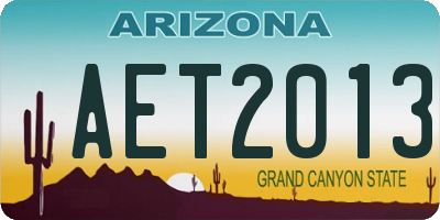 AZ license plate AET2013
